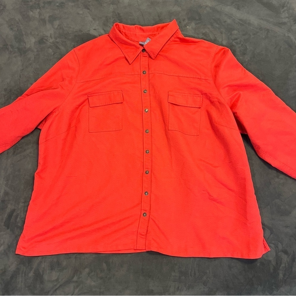 Liz & Me Plus Size Button Front Blouse Relaxed Fit 3X